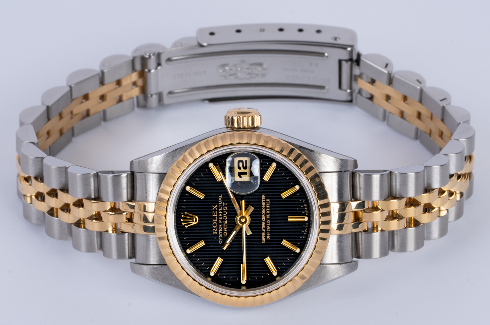 Rolex Ladies Datejust 26 69173 - 1997 Black Tapestry Dial, 18k
