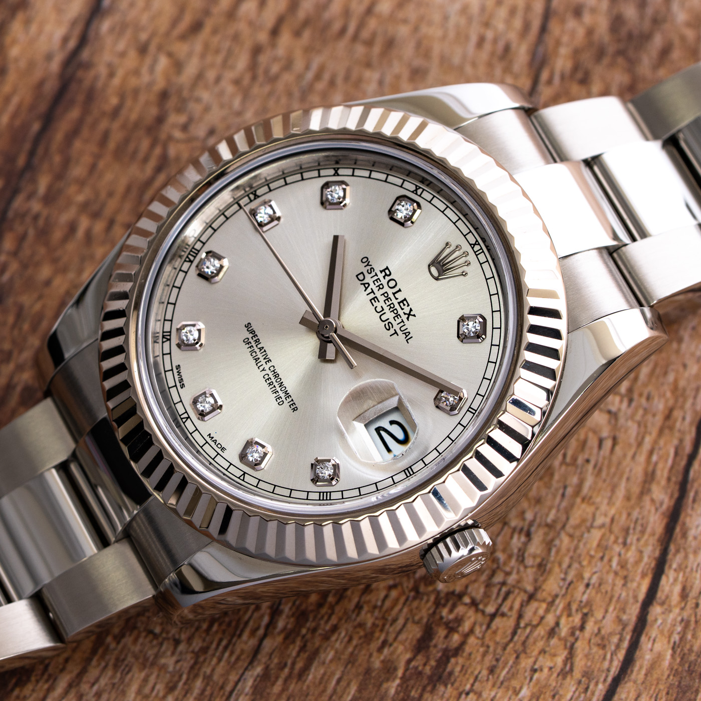 Rolex Datejust II 116334 - 2016 Diamond Silver Dial, Steel, Oyster