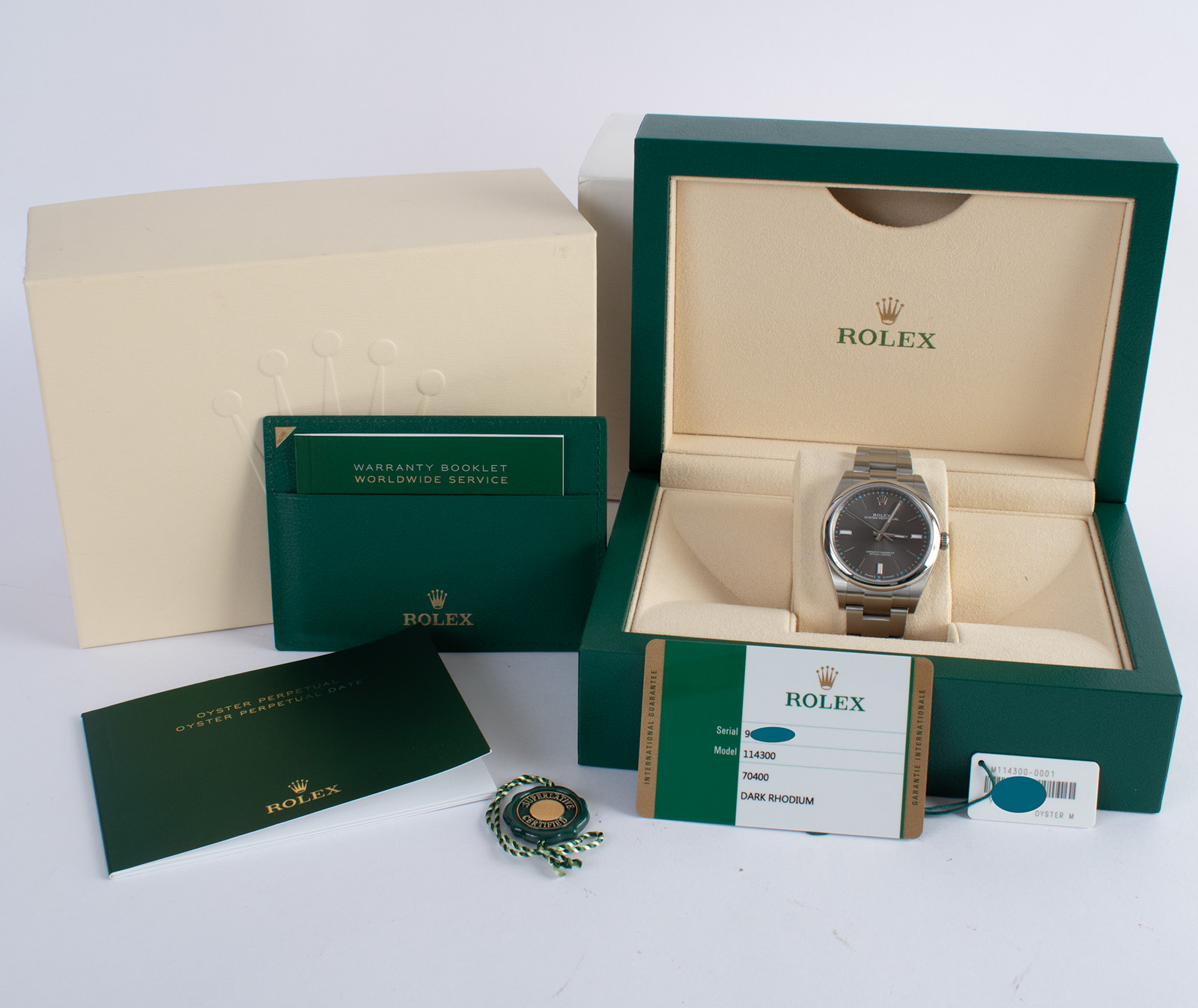 Rolex Oyster Perpetual 39 114300 - 2019 Dark Rhodium Dial, Steel