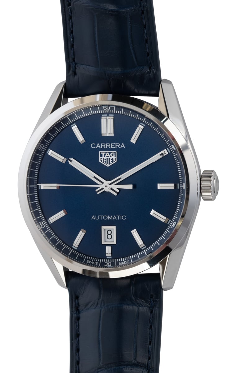 Tag Heuer Carrera Stainless Steel & Blue Dial Automatic 39mm Bracelet Watch Silver