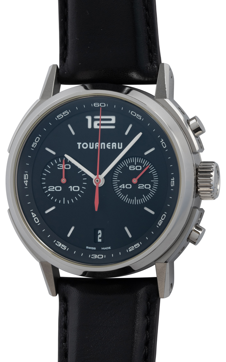 Tourneau TNY Chronograph SOLD OUT black dial on black leather strap