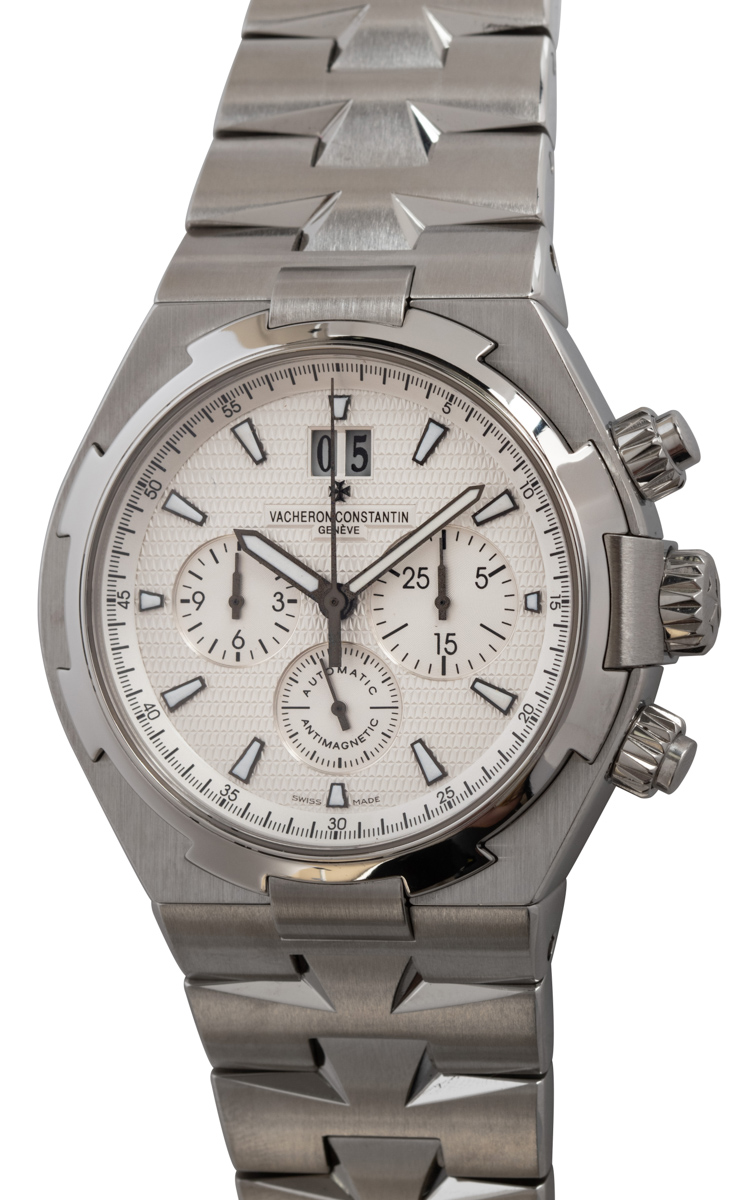 PAPERS Vacheron Constantin Overseas 49150 42mm White Steel Chronograph