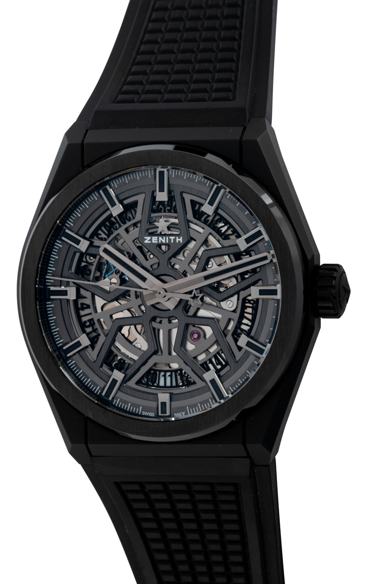 Zenith Defy Classic Black Ceramic Skeleton Dial Rubber Strap Men's Watch  49.9000.670/77.R782