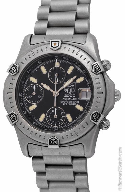 Tag Heuer Professional 2000 Watch Men's 34mm Black Vintage