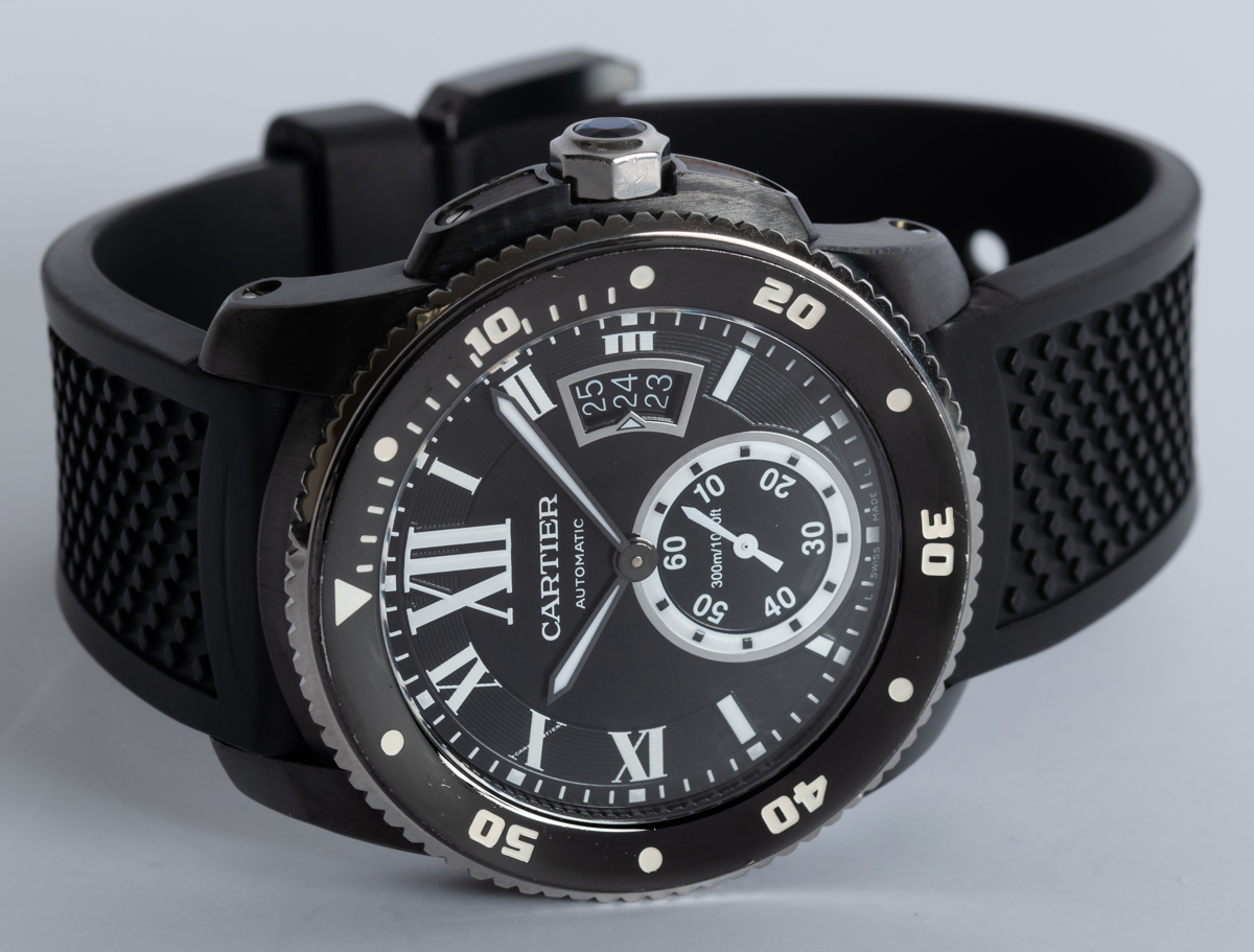 calibre de cartier carbon diver watch