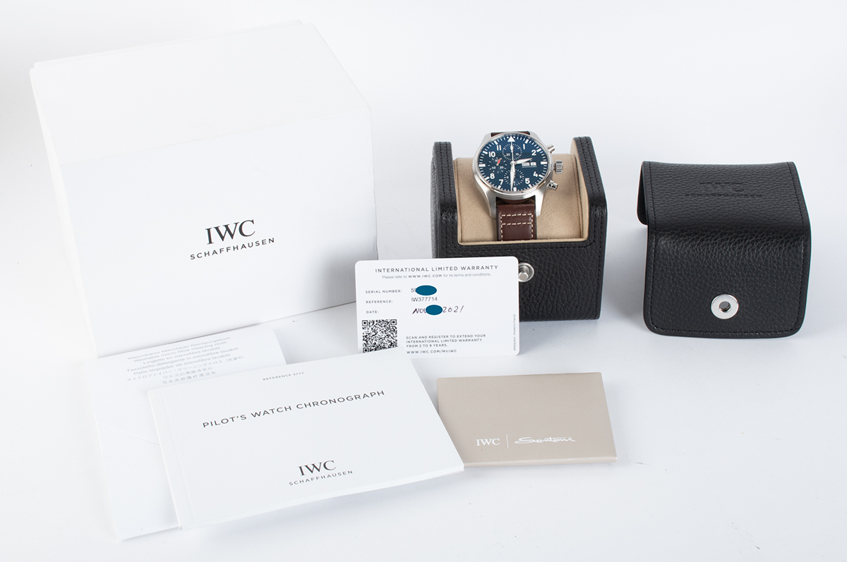 2023 IWC Pilot IW377714 Le Petit Prince Automatic Chronograph Day Date 43mm  Blue Wristwatch with Box and Papers