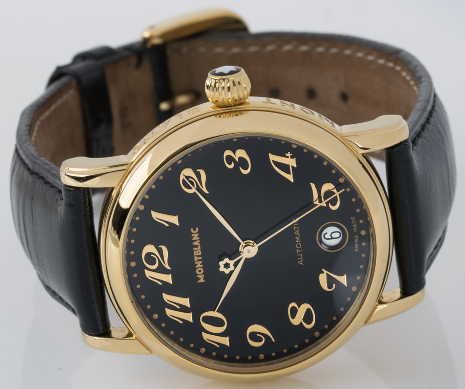 MontBlanc Star Meisterstuck 7004 SOLD OUT black dial on black leather strap