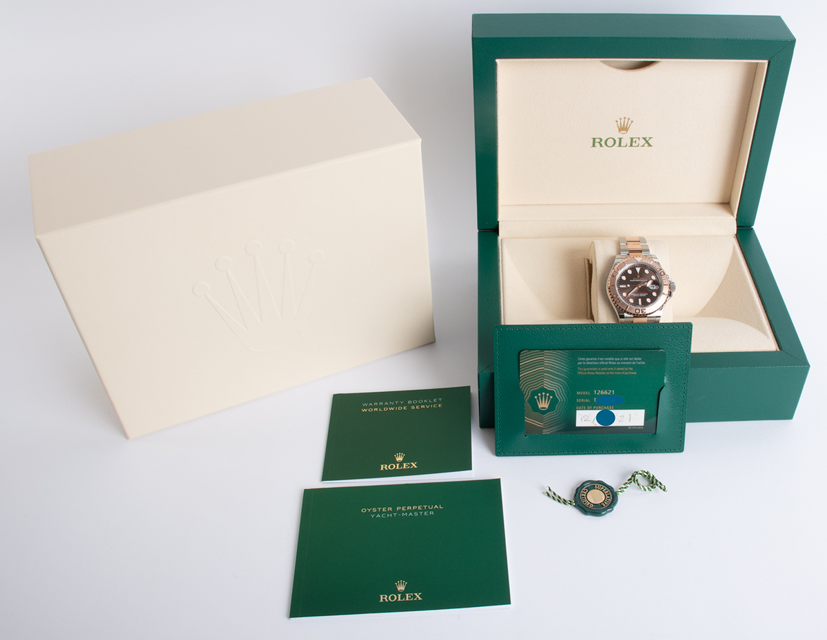 Rolex Yacht-Master 40 126621 Everyrose and Steel Chocolate Dial Preowned Box and Papers