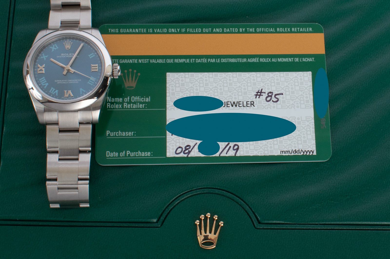 Rolex Oyster Perpetual Midsize 31MM 177200 - 2019 Blue Dial, Steel ...